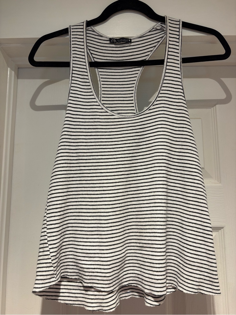 Women's Zara Striped Racerback Tank Top - Black & White